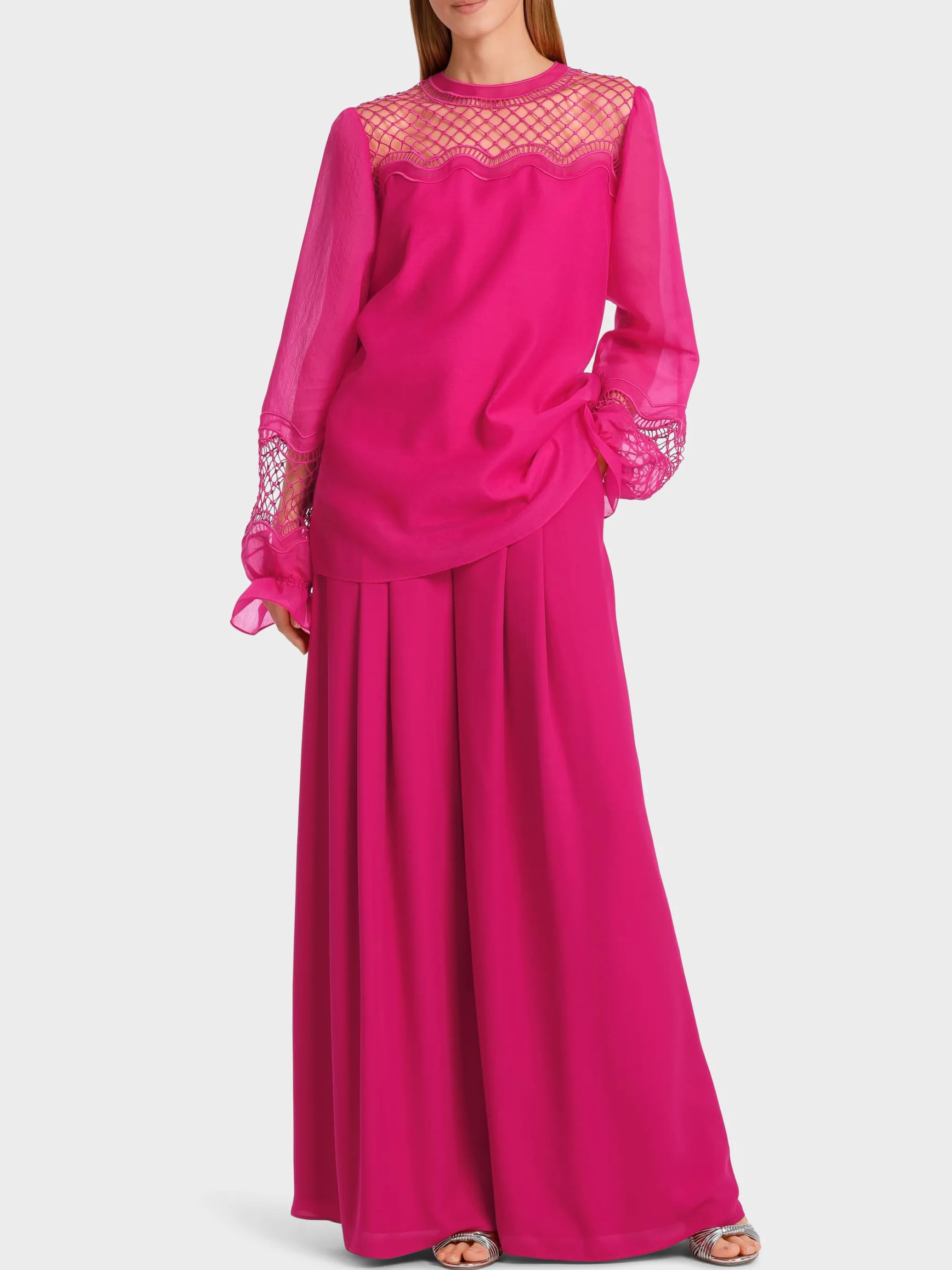 BLUSE MIT NETZEINSATZ-Marc Cain Clearance