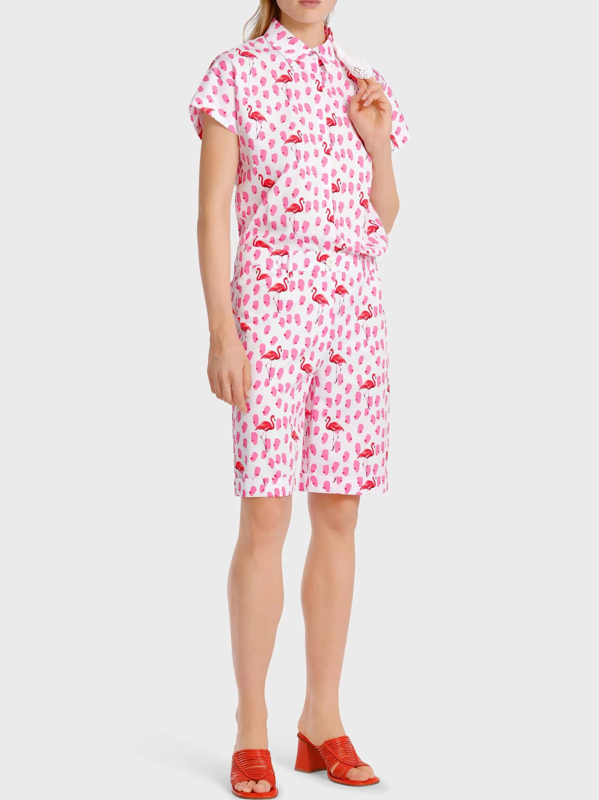 BLUSE MIT TONIGEM FLAMINGO-PRINT-Marc Cain Hot