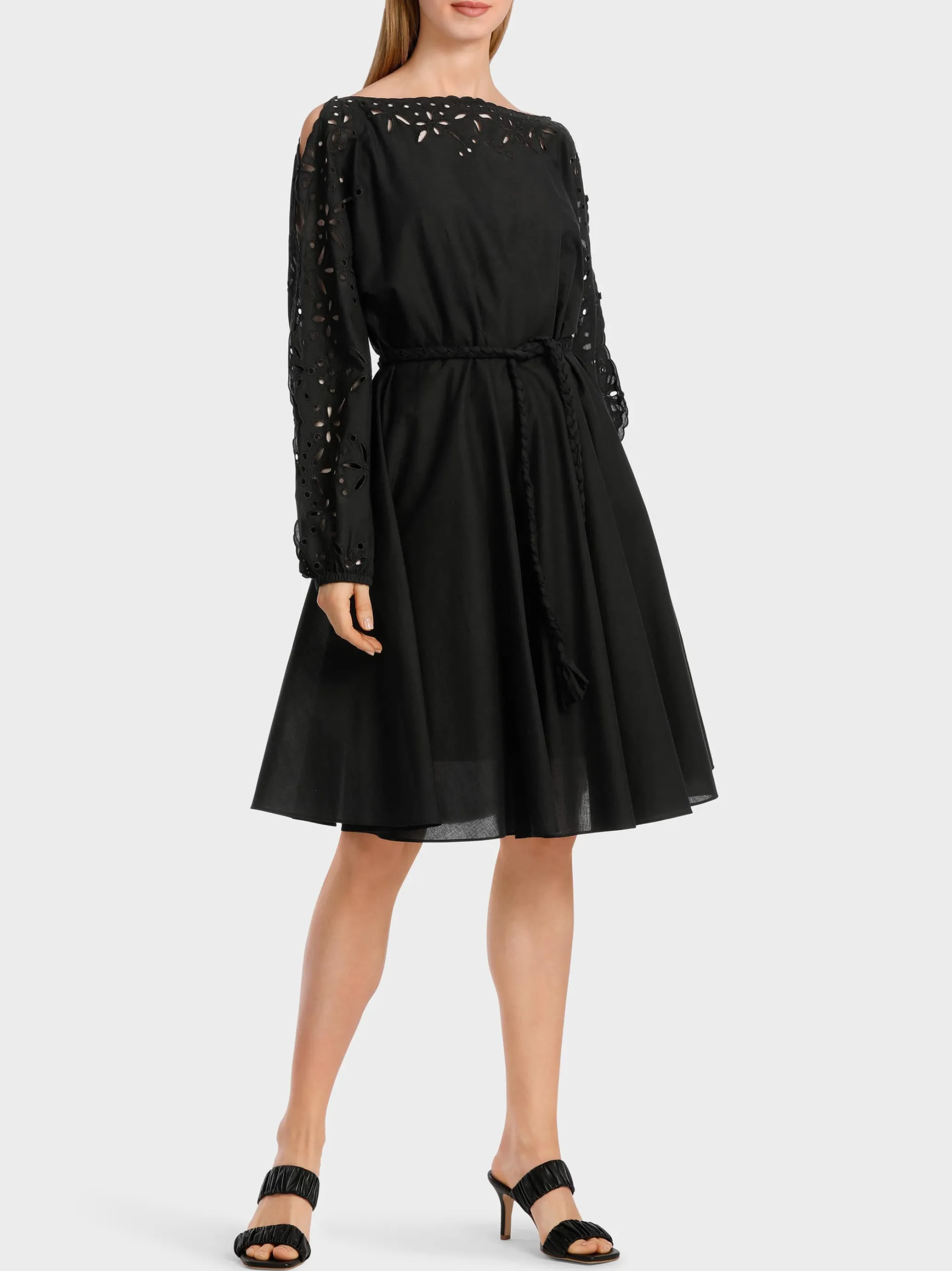 FEMININES BAUMWOLLKLEID MIT SPITZE-Marc Cain Online