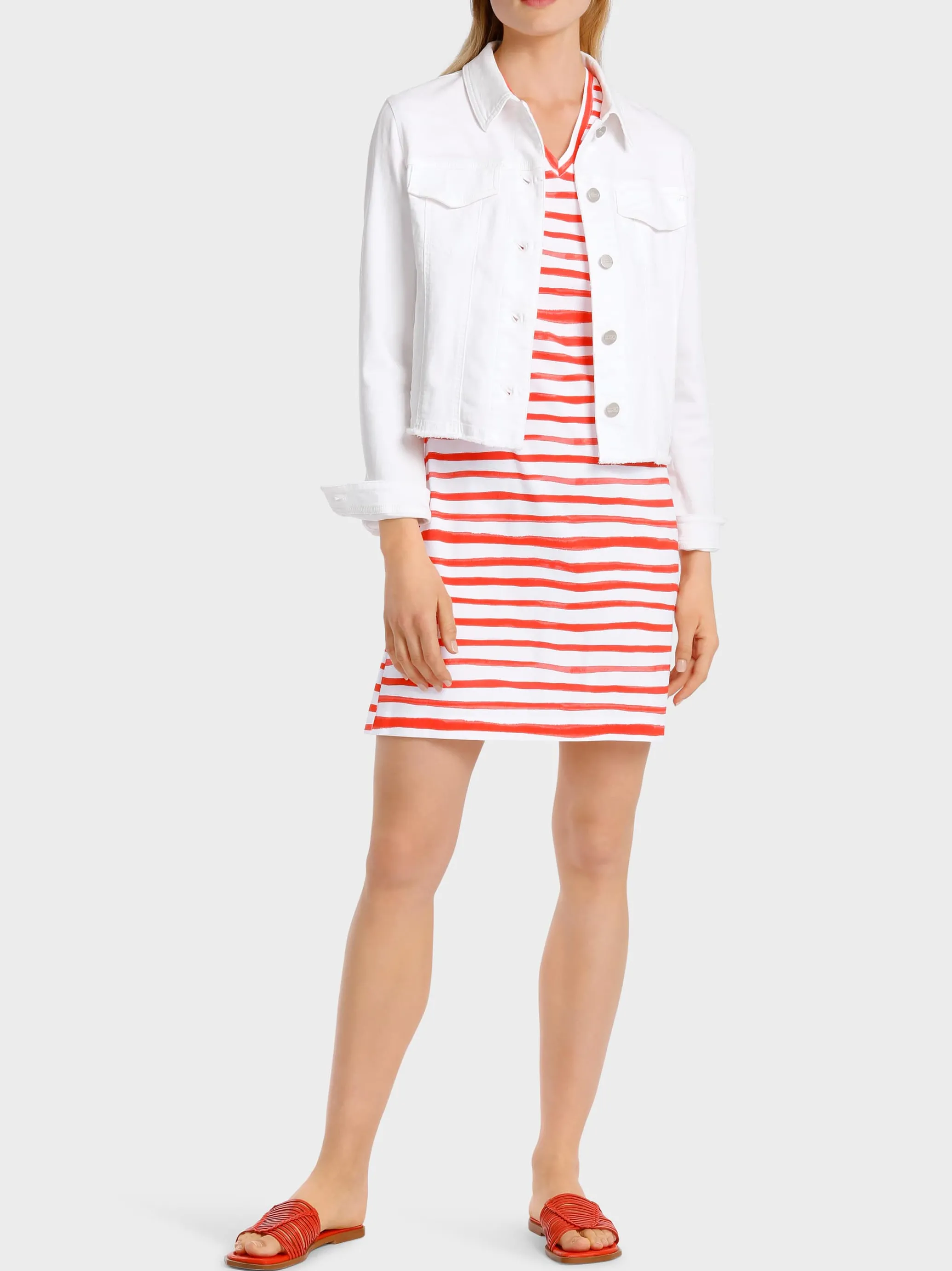 GESTREIFTES KLEID AUS BAUMWOLLRIPP-Marc Cain Shop