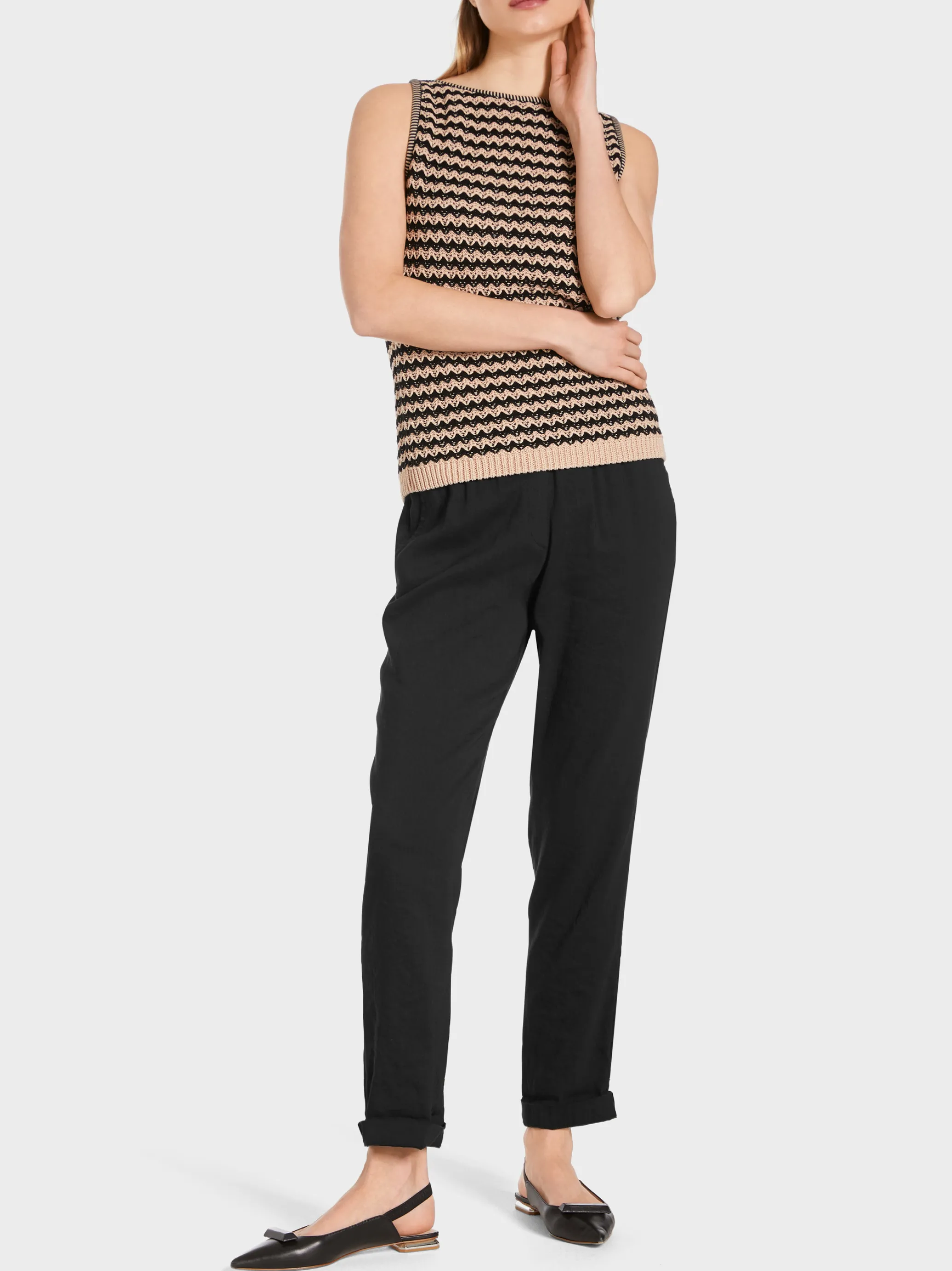 MODELL ROANNE AUS LEINEN-VISKOSE-MIX-Marc Cain Best Sale