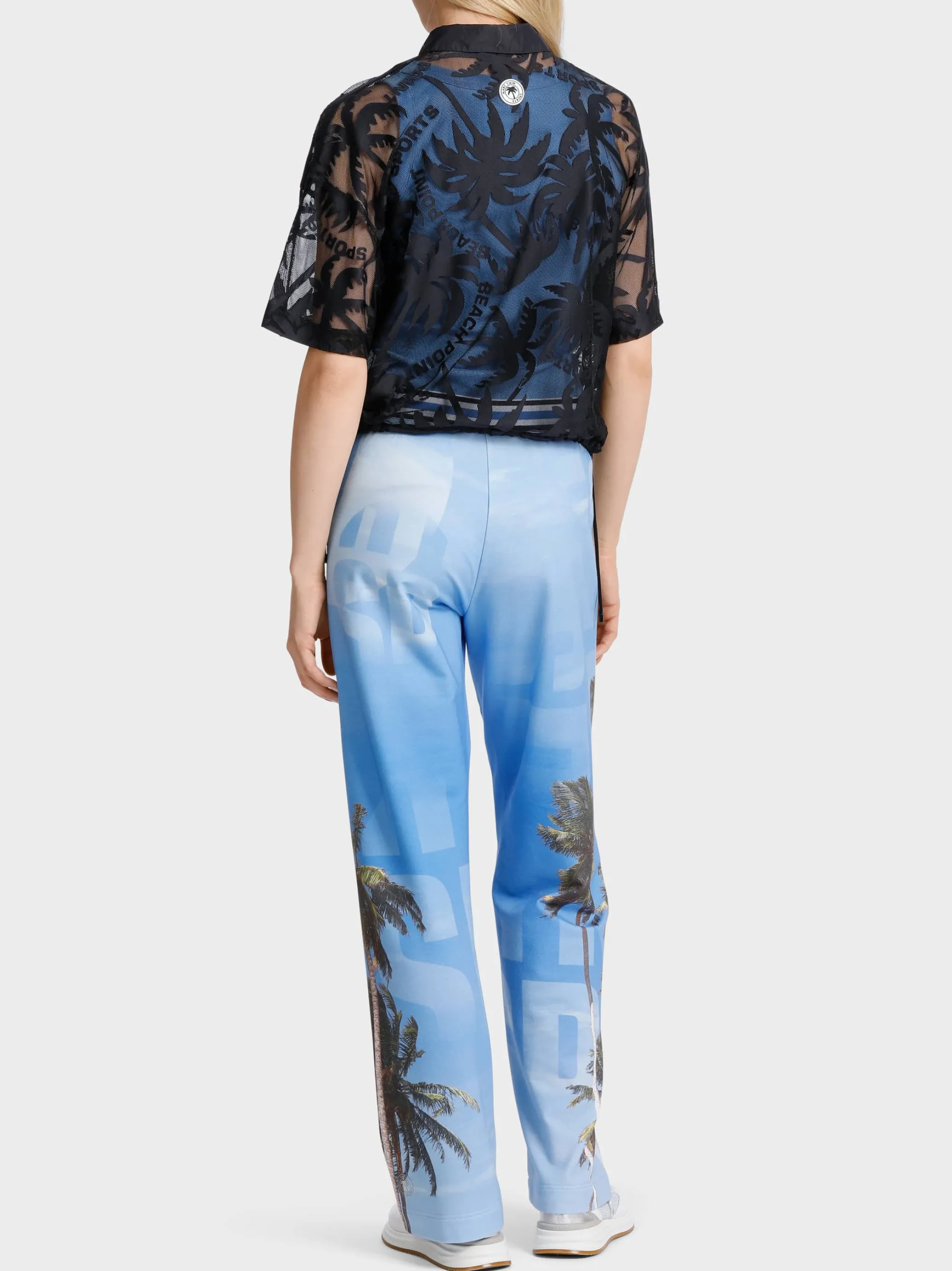 NETZ-POLOSHIRT MIT PALMENDESSIN-Marc Cain Outlet