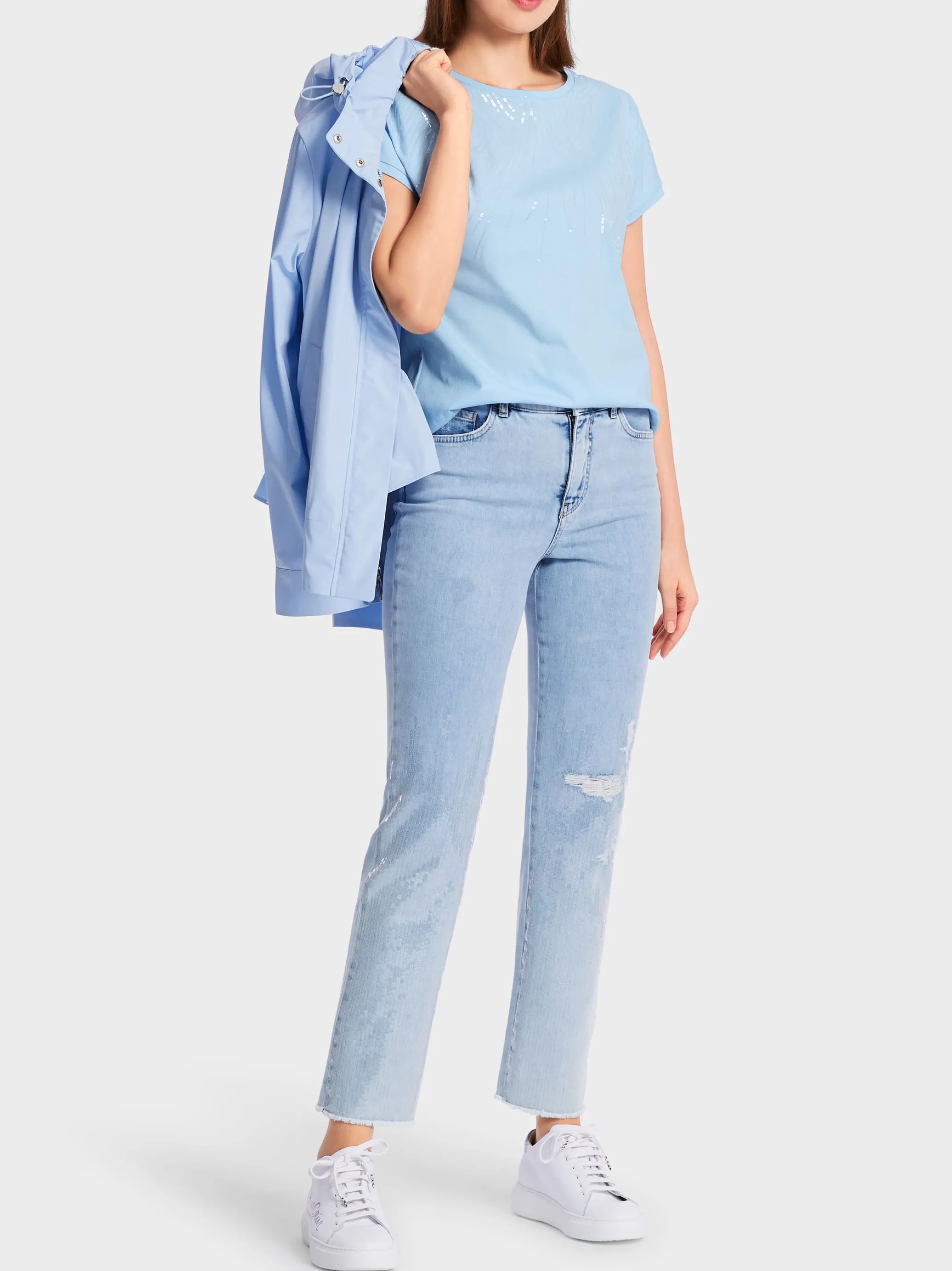 PAILLETTEN-T-SHIRT "RETHINK TOGETHER"-Marc Cain Cheap