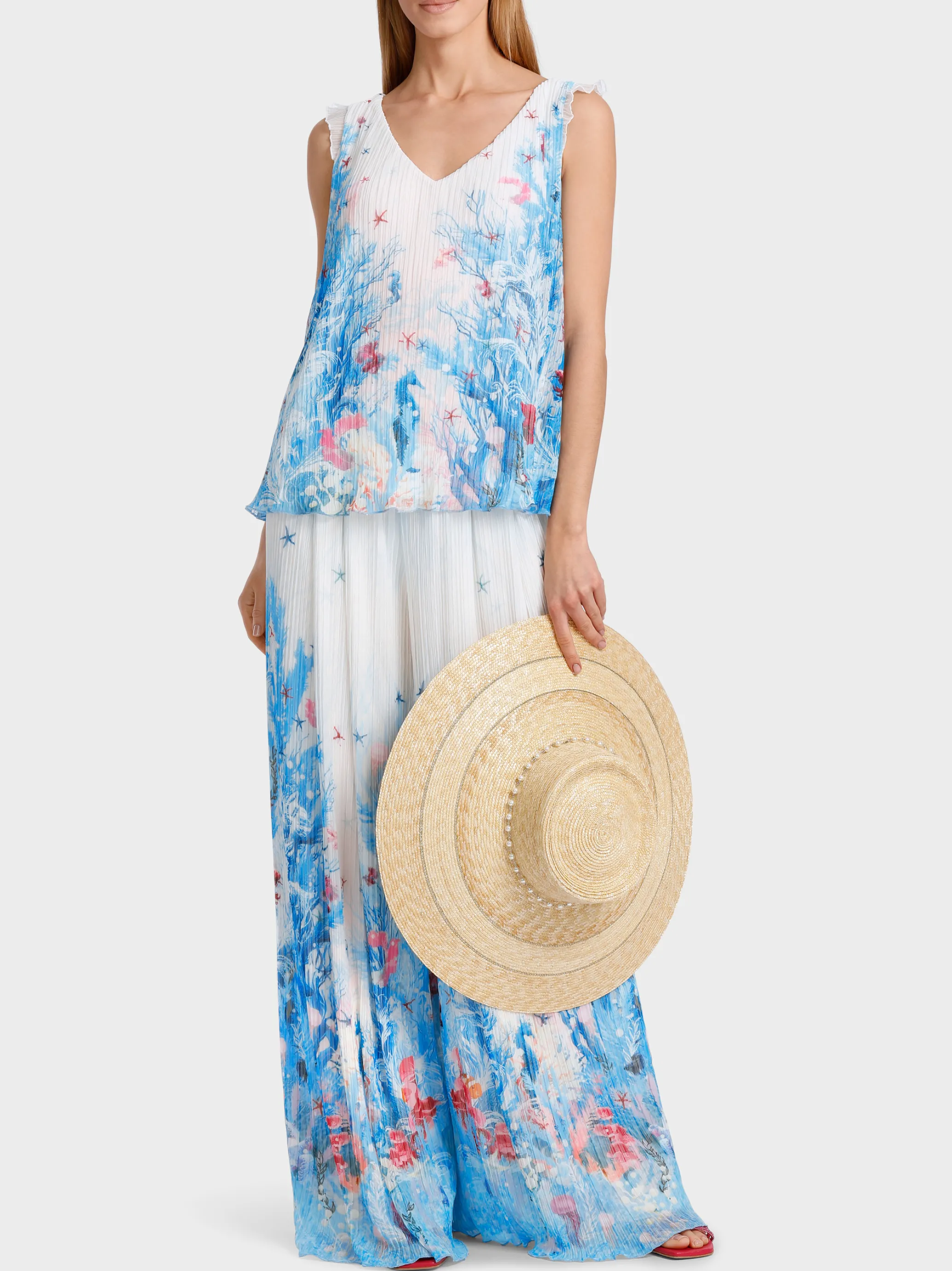 PLISSIERTES TOP MIT UNTERWASSERPRINT-Marc Cain Fashion