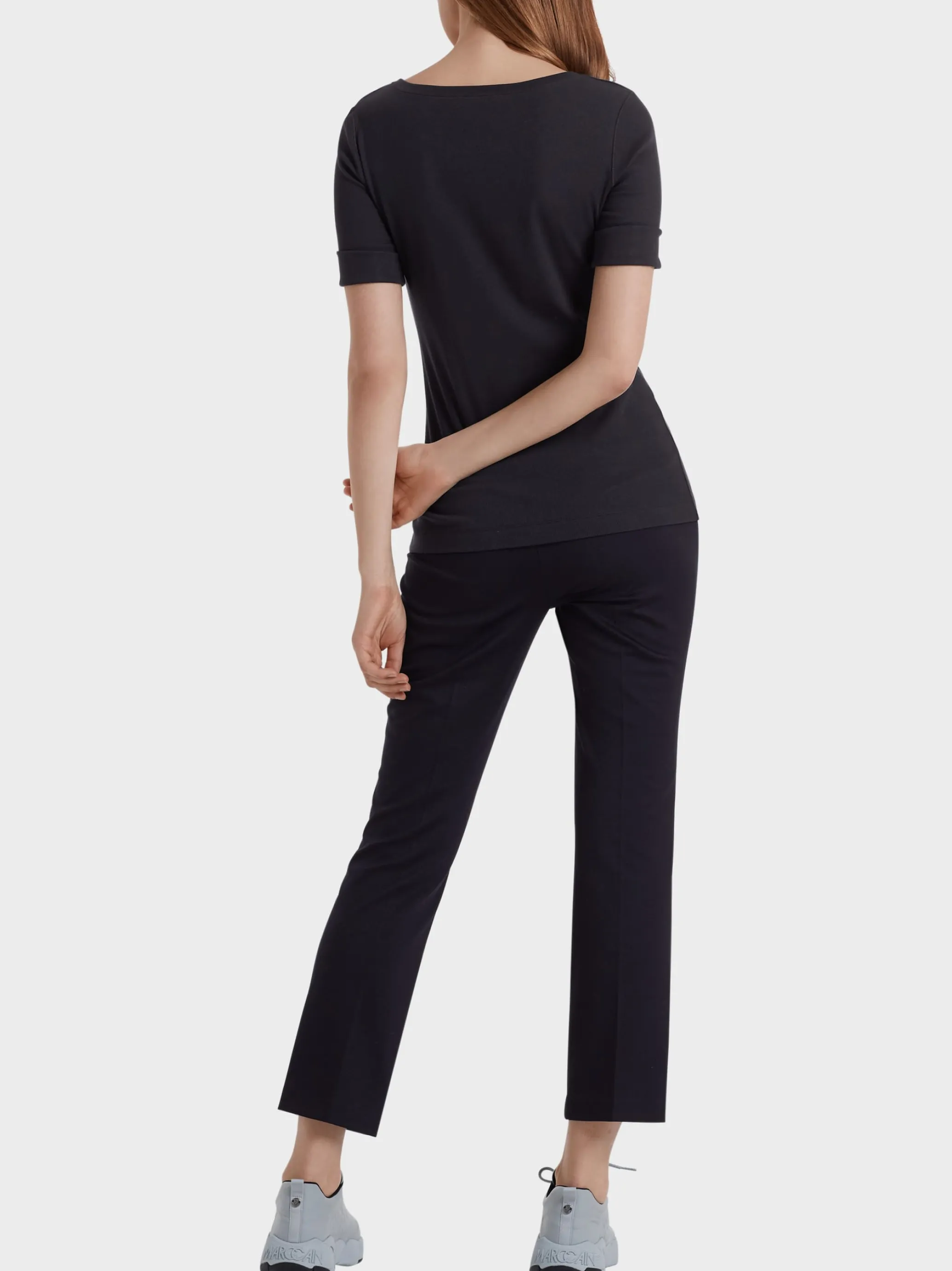 RUNDHALS-SHIRT MIT HALBEN ÄRMELN-Marc Cain Best Sale