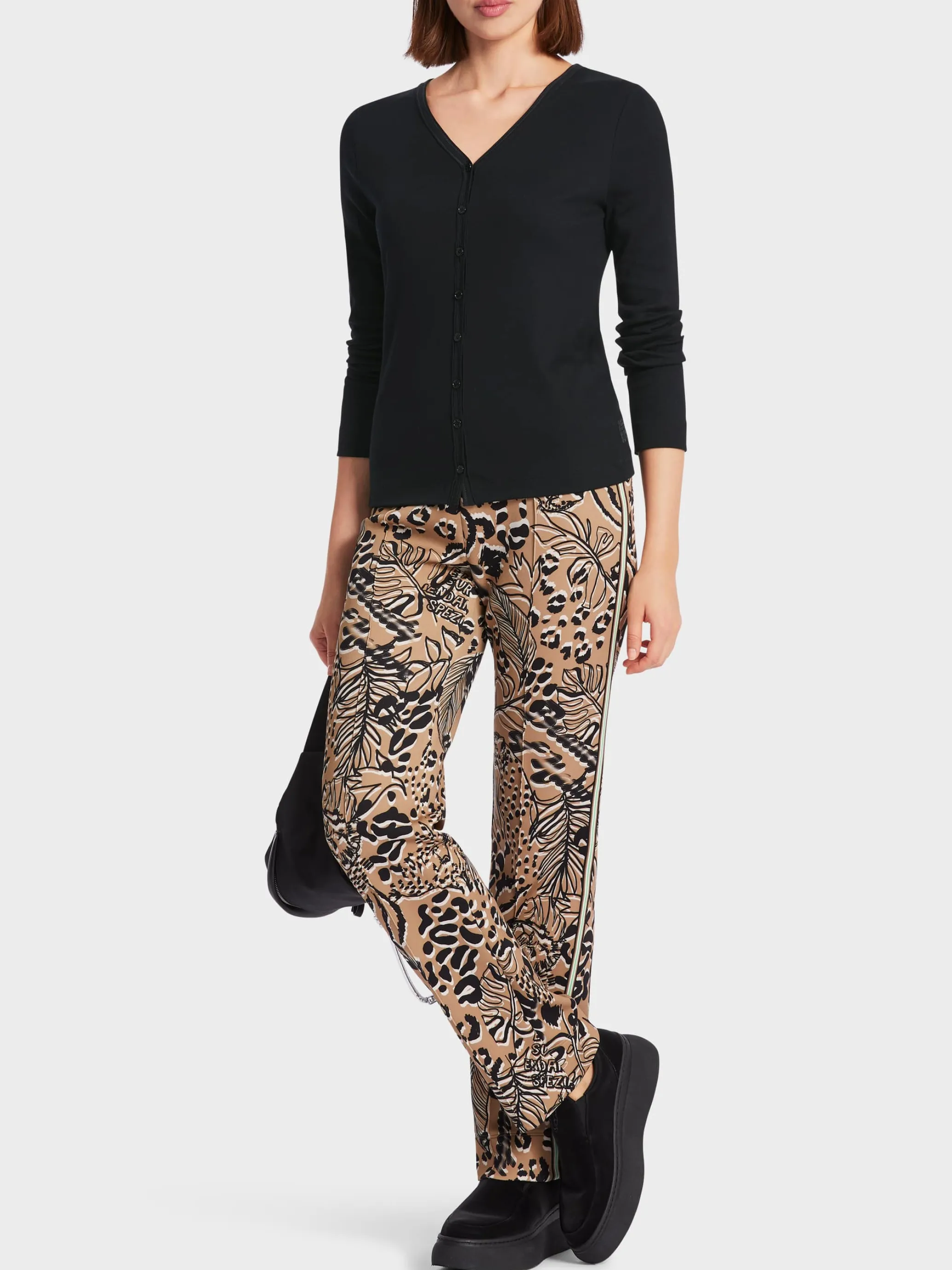 T-SHIRT AUS BAUMWOLLRIPP-Marc Cain Online