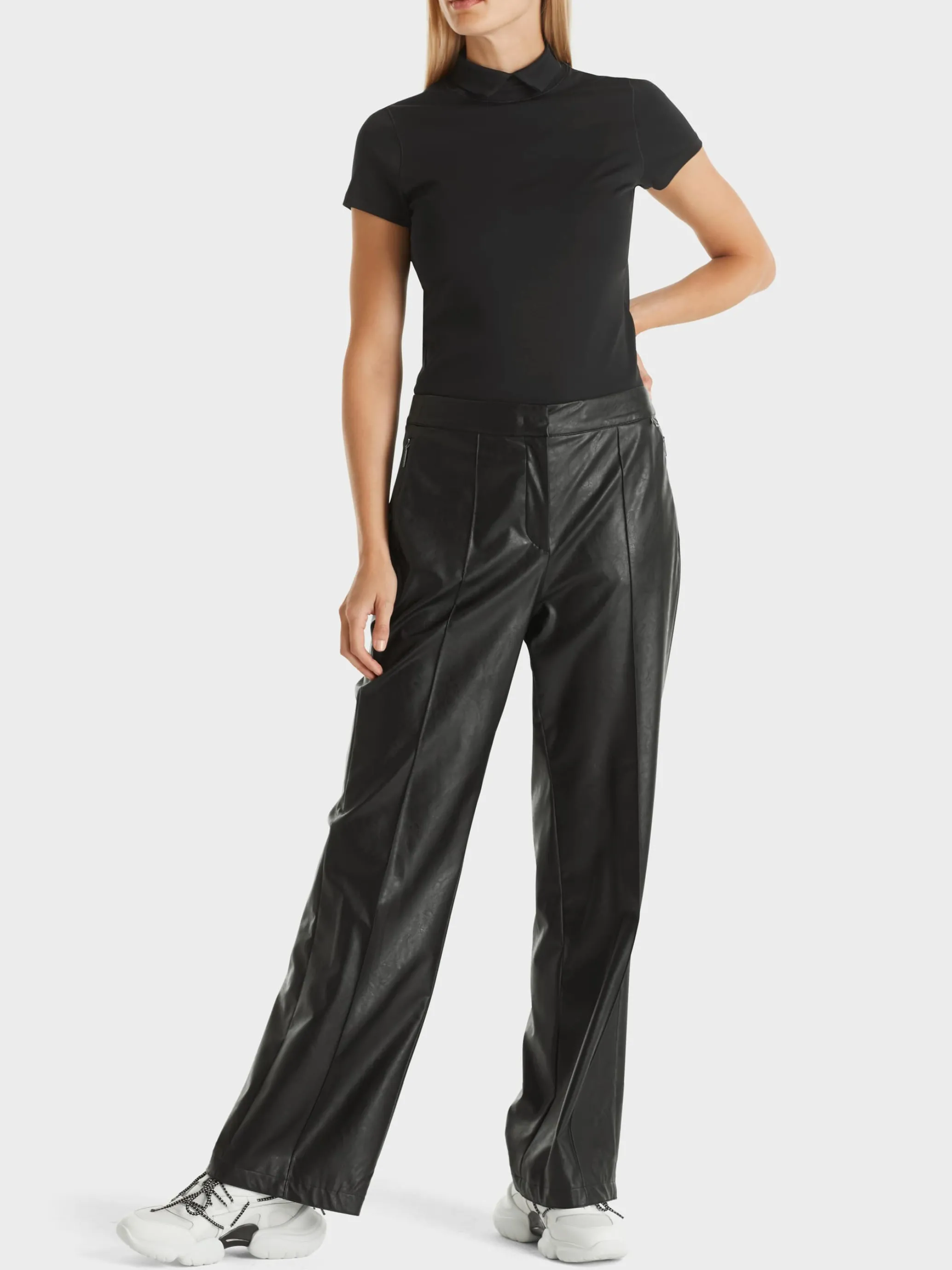 T-SHIRT MIT GESCHLITZTEM MOCK-NECK-Marc Cain Online