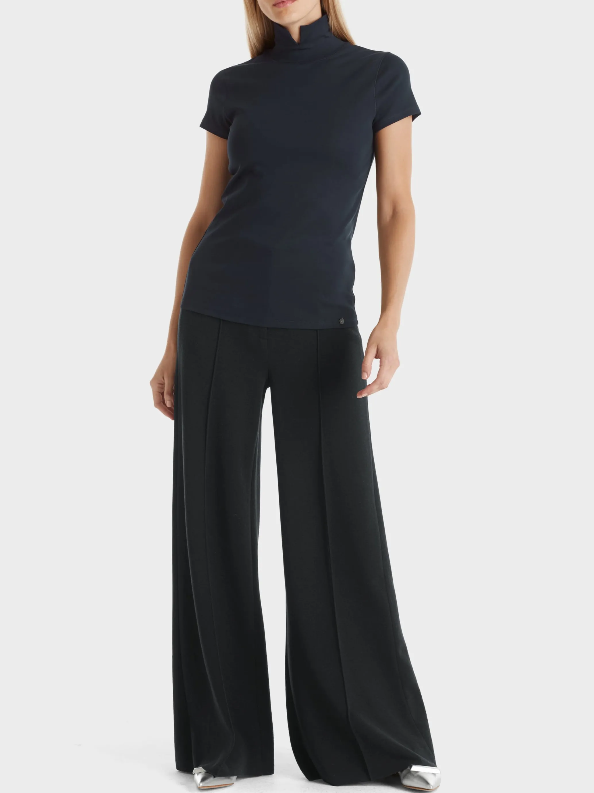 T-SHIRT MIT GESCHLITZTEM MOCK-NECK-Marc Cain Outlet