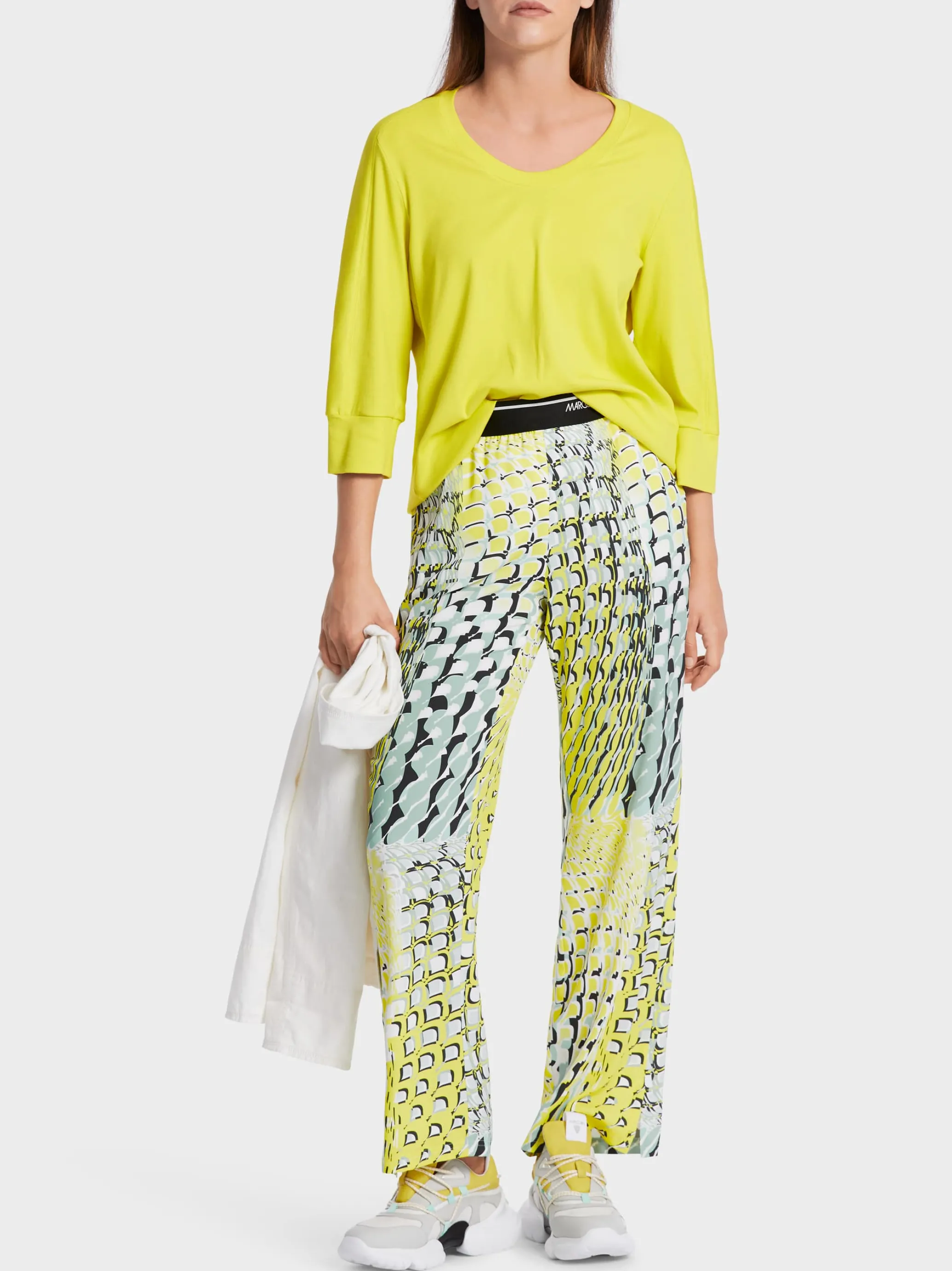 T-SHIRT MIT TIEFEM RUNDHALS-Marc Cain Sale